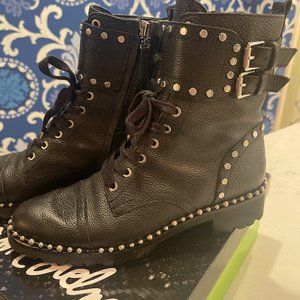 Sam Edelman Jennifer Black Lace-Up Combat Boots-Size 8